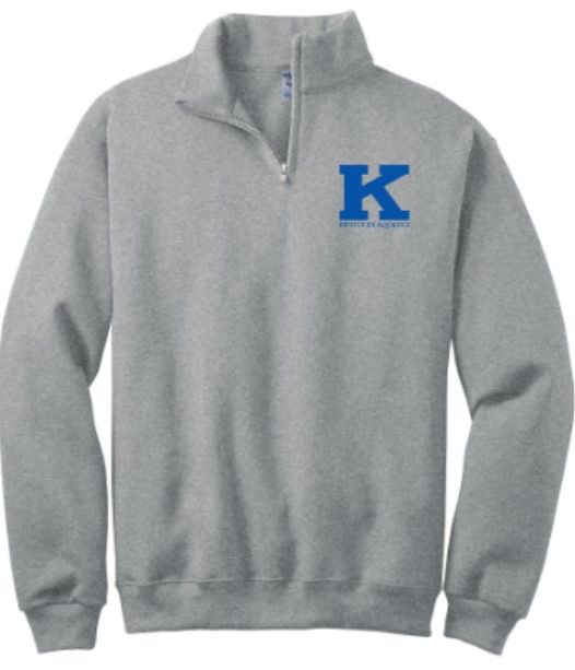 Adult JERZEES NuBlend 1/4 Zip Sweatshirt with Embroidered K Kentucky Aquatics Logo (KA)