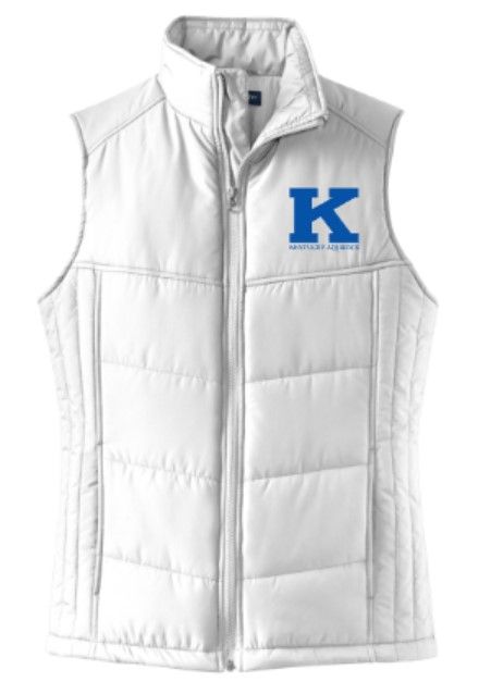 Ladies Port Authority Puffy Vest with Embroidered K Kentucky Aquatics Logo (KA)