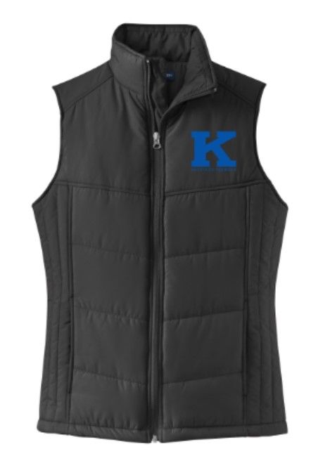 Ladies Port Authority Puffy Vest with Embroidered K Kentucky Aquatics Logo (KA)