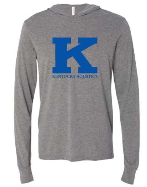 Adult K Kentucky Aquatics Logo Bella + Canvas Jersey Hooded Long Sleeve Tee (KA)