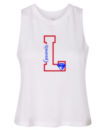 Ladies L Generals Racerback Cropped Tank