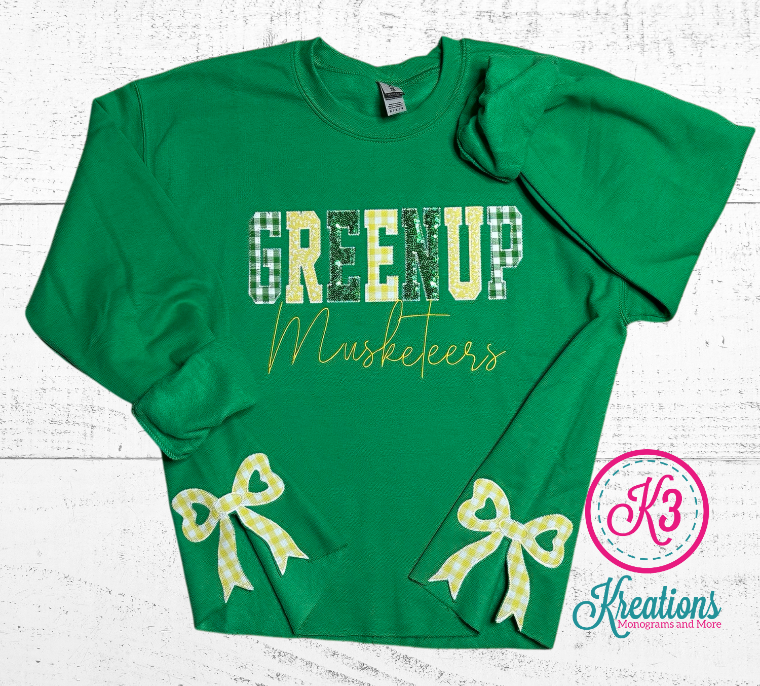 Adult Greenup Muskateers Side Bow Crewneck Sweatshirt