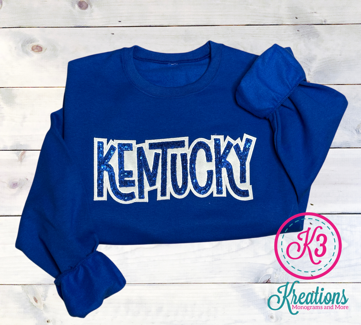 Adult Kentucky Sequin Applique Crewneck Sweatshirt