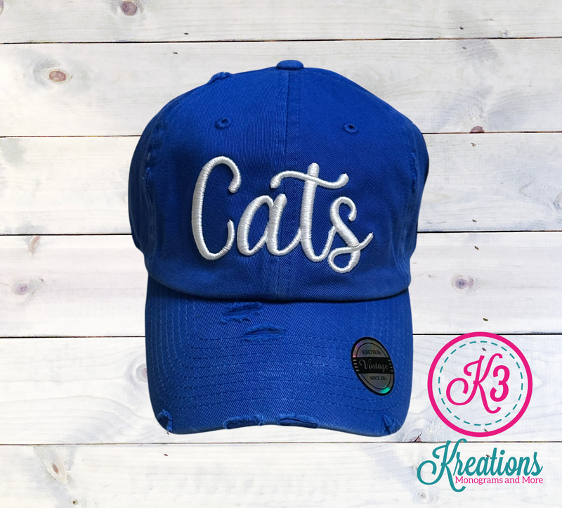 Script Cats Puff Embroidered Cap