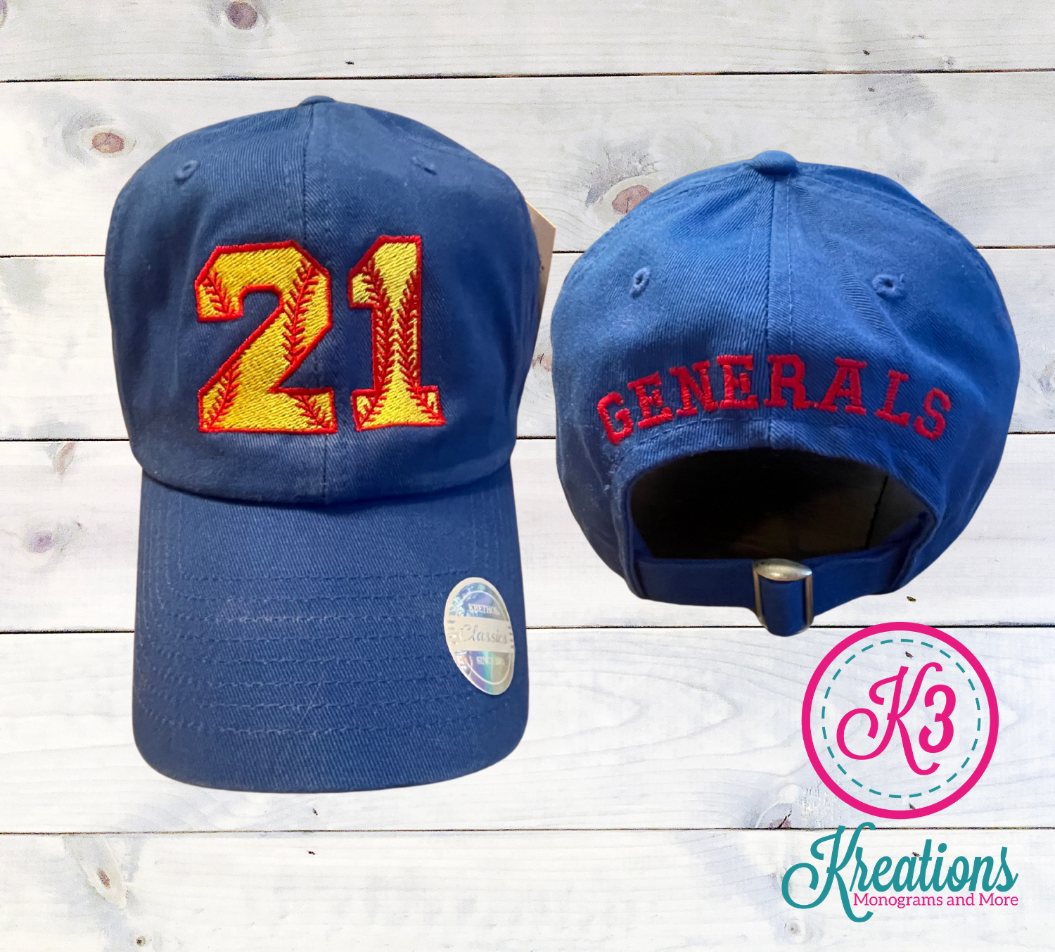 Generals Custom Softball Number Embroidered Hat (LGS)