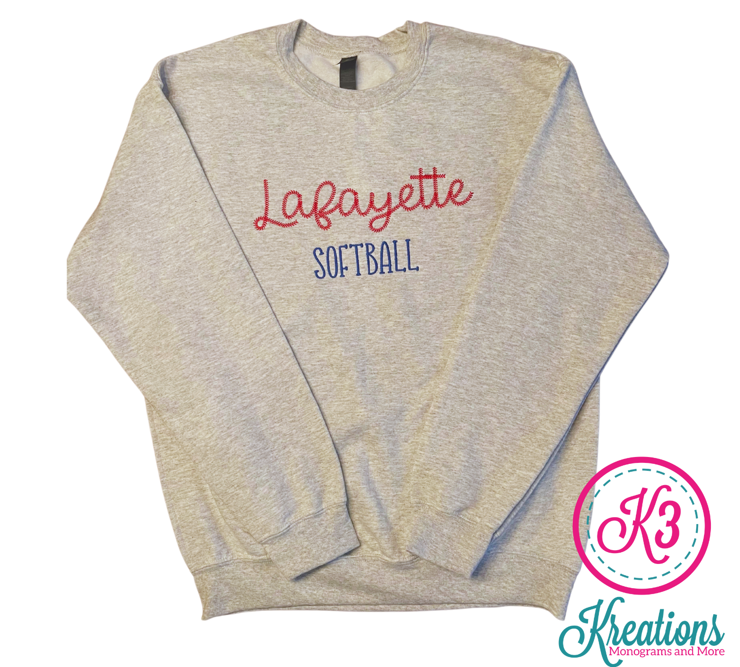 Adult Softball Stitch Embroidered Sweatshirt (LGS)