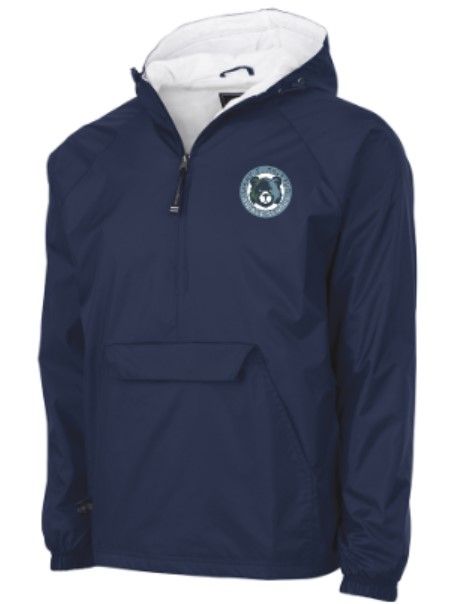 Adult Charles River 1/2 Zip Lined Rain Pullover with Embroidered Logo (MEB)