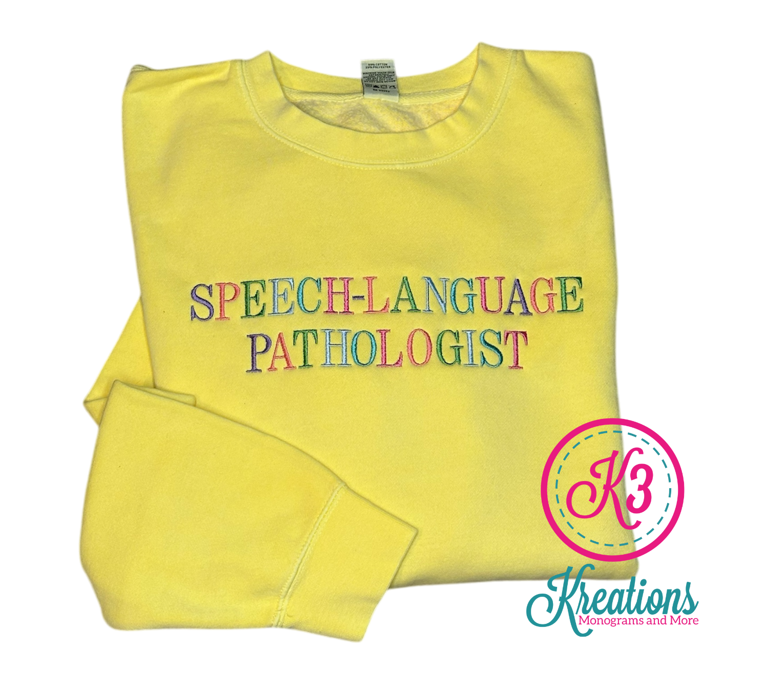 Adult Embroidered Speech Language Pathologist Midweight Pigment-Dyed Crewneck Sweatshirt