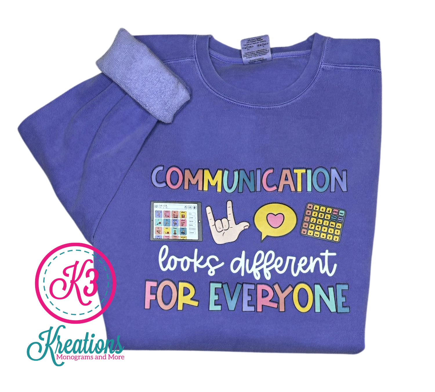 Adult Communication Looks Different Comfort Colors Garment-Dyed Crewneck Sweatshirt
