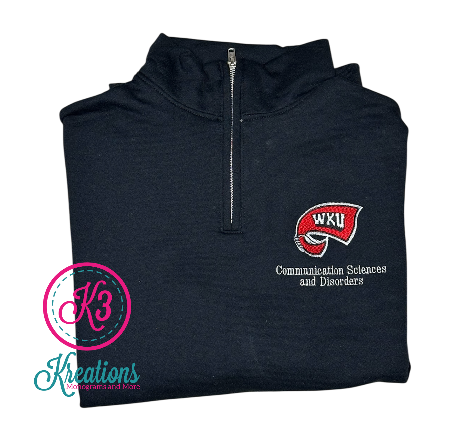 Adult WKU Communication Sciences and Disorders JERZEES NuBlend 1/4 Zip Sweatshirt