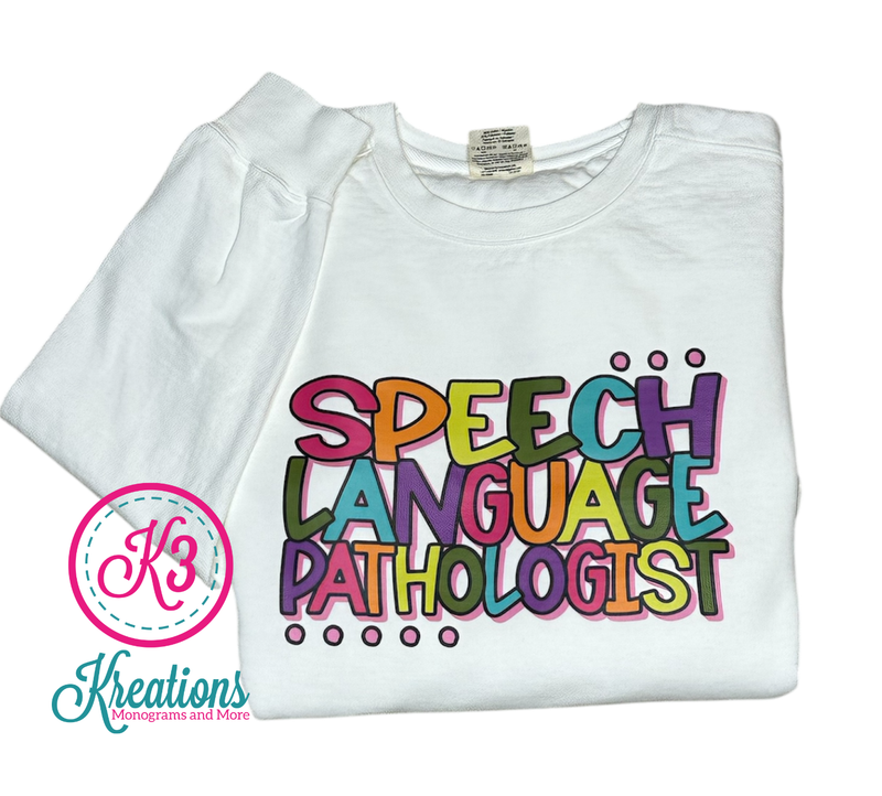 Adult Multi-Colored Speech Language Pathologist Comfort Colors Garment-Dyed Crewneck Sweatshirt