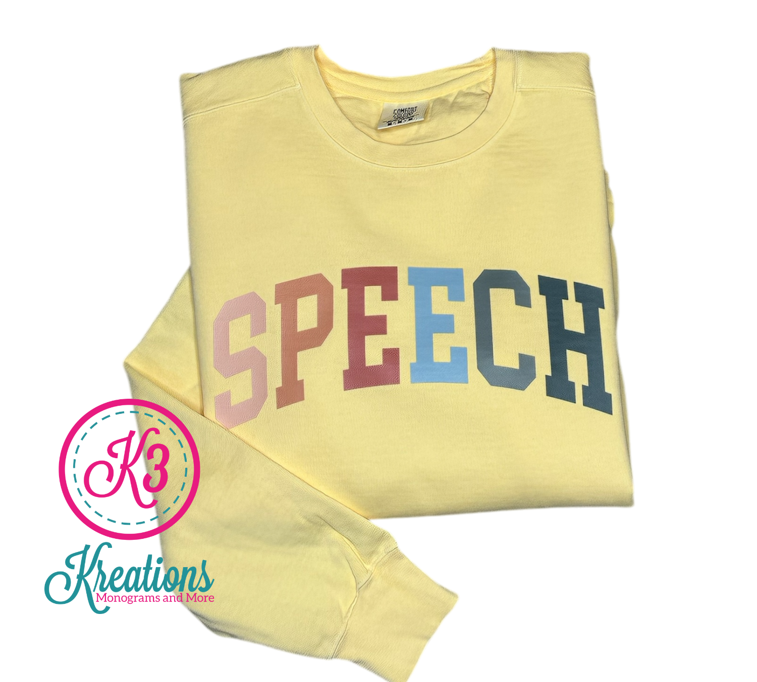 Adult Arced Speech Comfort Colors Garment-Dyed Crewneck Sweatshirt