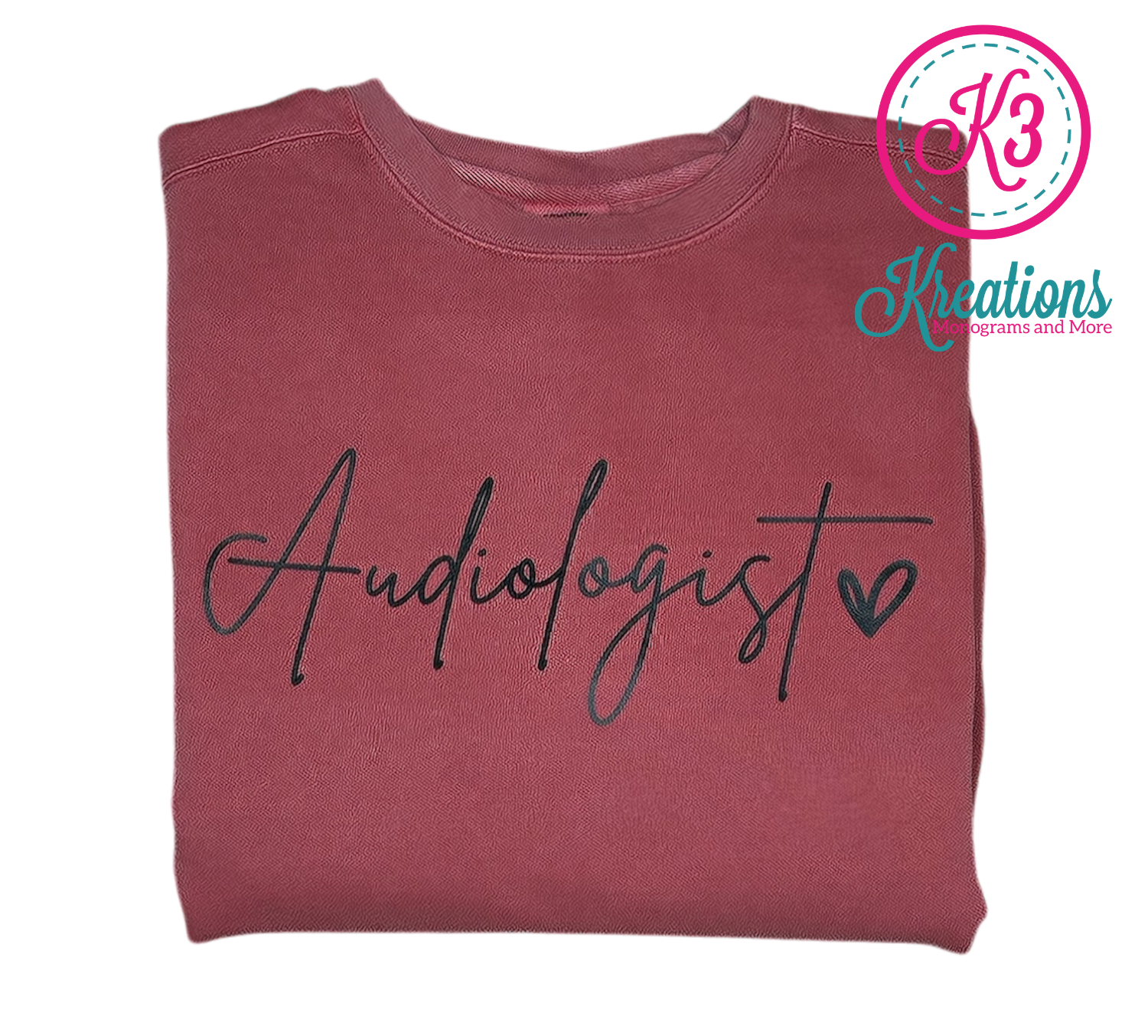 Adult Audiologist with Heart Comfort Colors Garment-Dyed Tee or Crewneck Sweatshirt