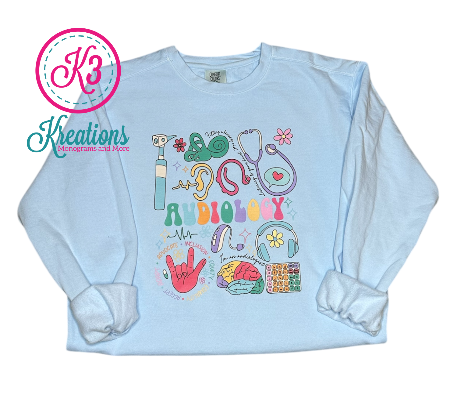 Adult Audiology Symbols Comfort Colors Garment-Dyed Crewneck Sweatshirt