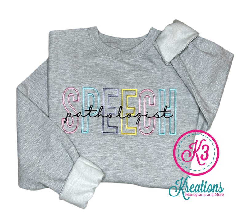 Adult Embroidered Speech Pathologist Midweight Crewneck Sweatshirt