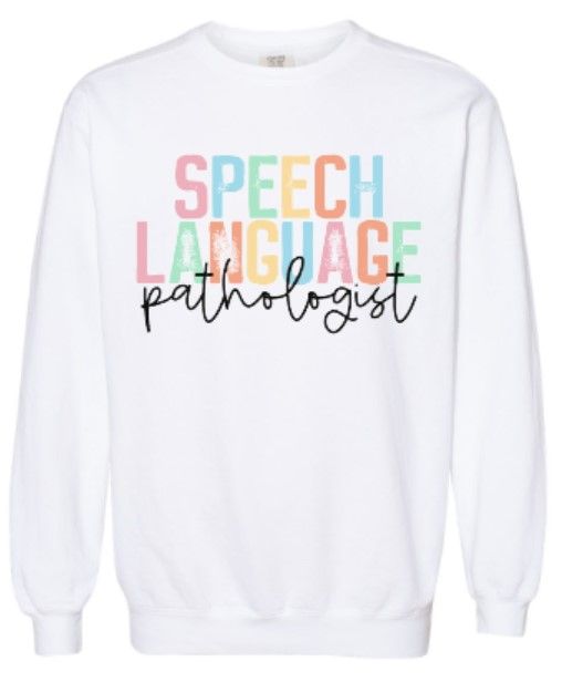Adult Multi-Colored Speech Language Pathologist Comfort Colors Garment-Dyed Crewneck Sweatshirt