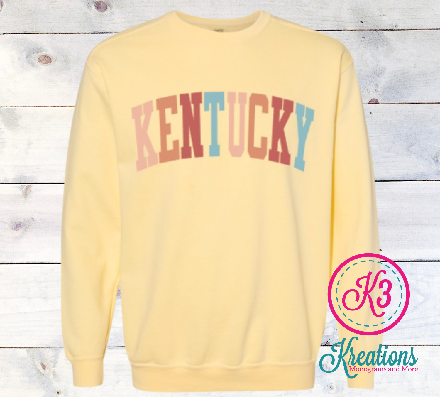 Adult Multi-Color Arced Kentucky Comfort Colors Garment-Dyed Crewneck Sweatshirt