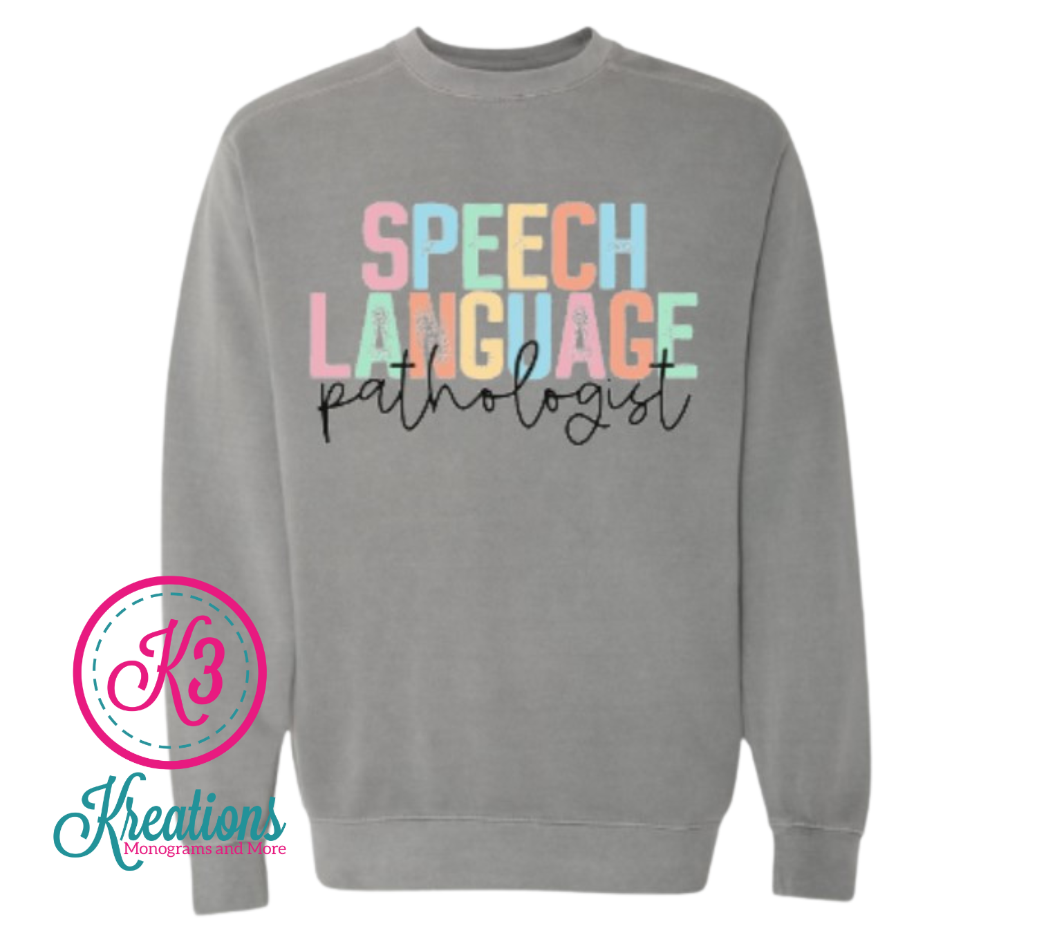 Adult Multi-Colored Speech Language Pathologist Comfort Colors Garment-Dyed Crewneck Sweatshirt