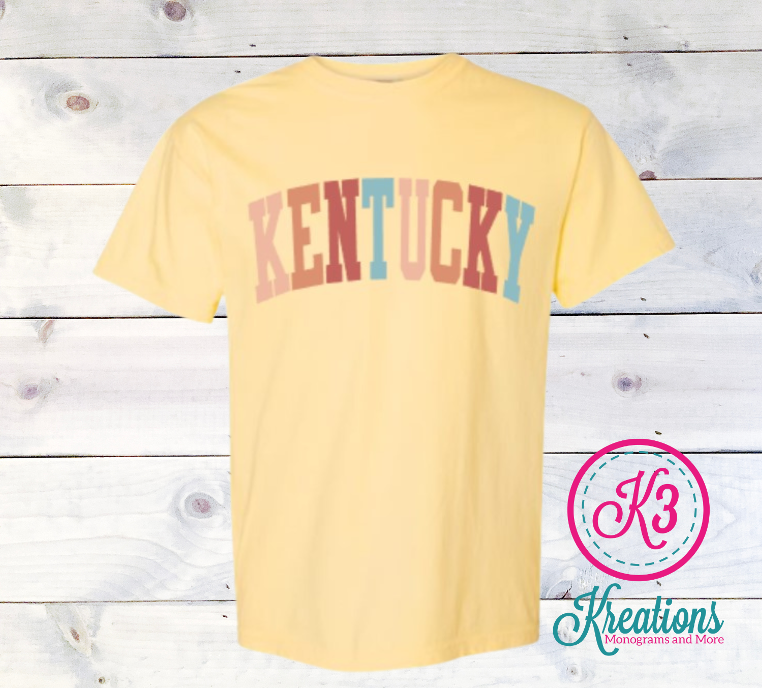 Adult Multi-Color Arced Kentucky Comfort Colors Short or Long Sleeve Tee