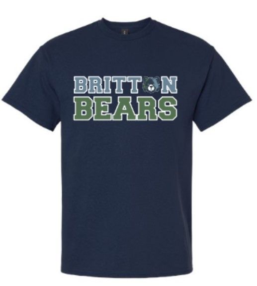 Youth or Adult Britton Bears with Mascot Gildan Short or Long Sleeve T-Shirt (MEB)