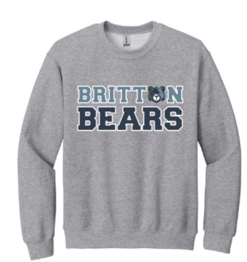 Youth or Adult Britton Bears with Mascot Gildan Heavy Blend Sweatshirt (MEB)