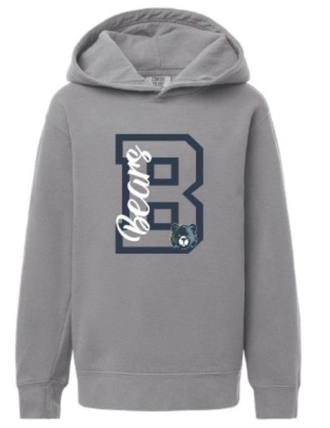 Youth B Bears with Mascot Comfort Colors Garment-Dyed Lightweight Fleece Hooded Sweatshirt (MEB)