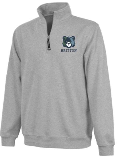 Adult Charles River 1/4 Zip Fleece Pullover with Embroidered Mascot Britton (MEB)