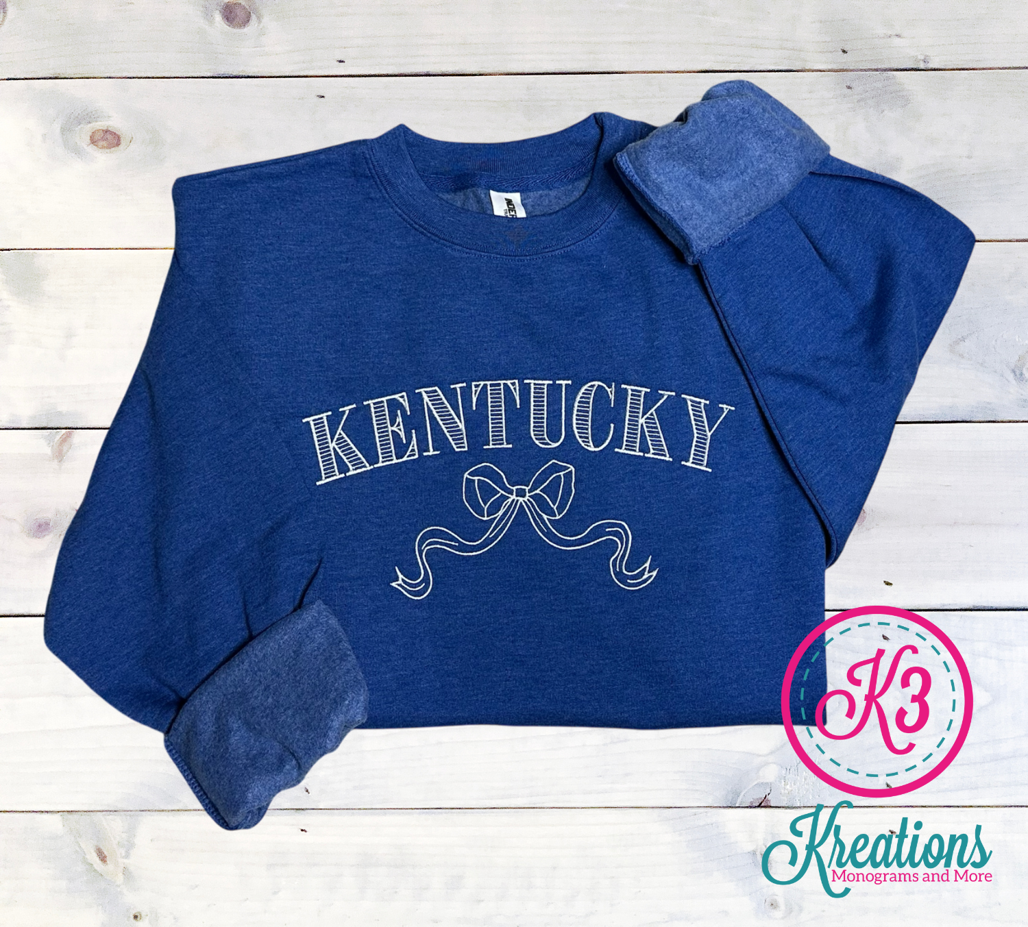 Adult Embroidered Kentucky Bow Midweight Crewneck Sweatshirt