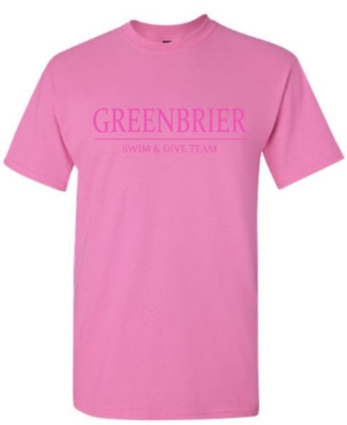 Adult Gildan Greenbrier Swim &amp; Dive Team Pink Short Sleeve Tee