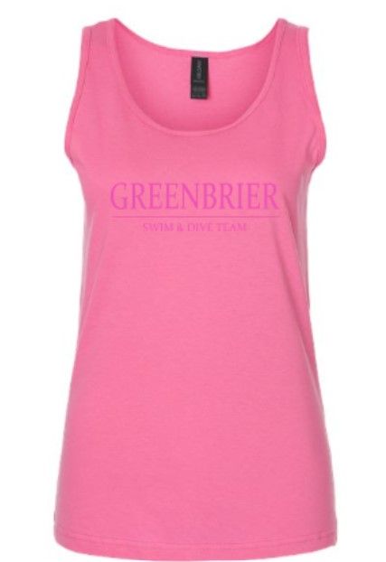 Ladies Gildan Softstyle Greenbrier Swim &amp; Dive Team Pink Tank Top