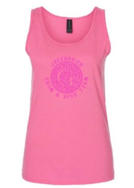 Ladies Gildan Softstyle Greenbrier Logo Pink Tank Top