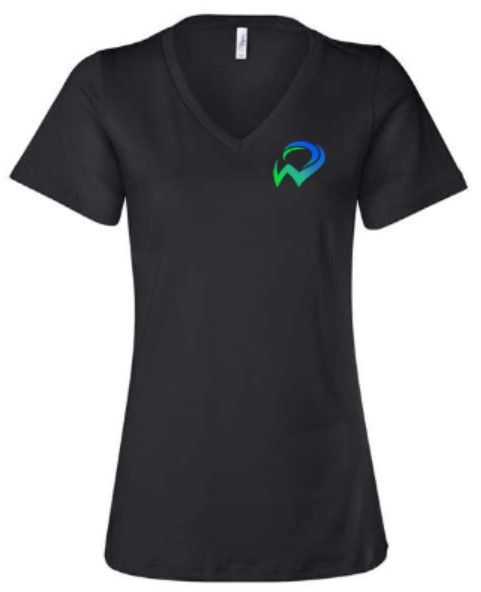 Ladies Left Chest W Bella + Canvas Relaxed Jersey V-Neck Tee (WWR)
