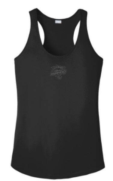 Ladies Dark Gray Small Wahoo Sport-Tek® PosiCharge® Competitor™ Racerback Black Tank (WWR)