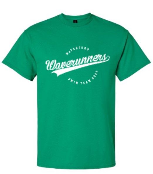 Youth OR Adult White Waverunners Gildan Short Sleeve Green Tee (WWR)