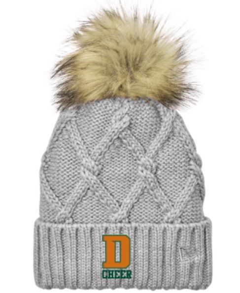 Faux Fur Pom Beanie with Choice of D Logo (FDHSC)