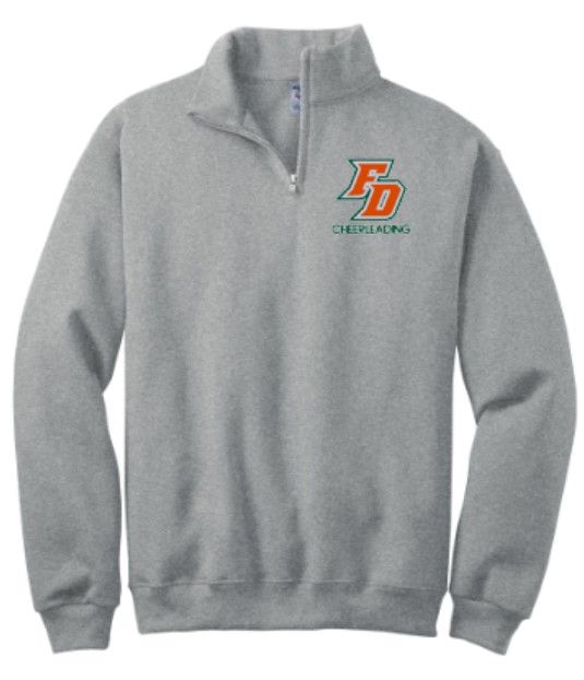 Adult JERZEES NuBlend 1/4 Zip Sweatshirt with Embroidered FD Cheerleading (FDHSC)