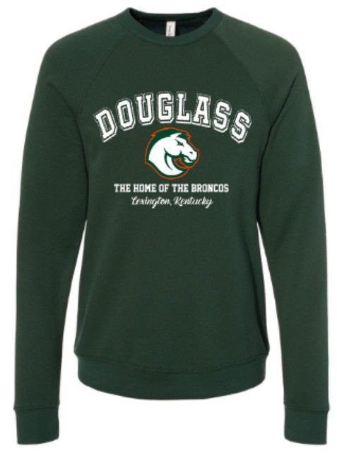 Adult Home of the Broncos Bella + Canvas Sponge Fleece Raglan Crewneck or Hoodie (FDHSC)