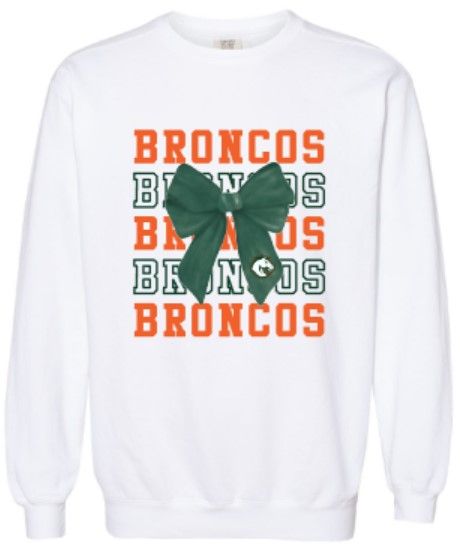 Adult Broncos Bow Comfort Colors Garment-Dyed Sweatshirt (FDHSC)