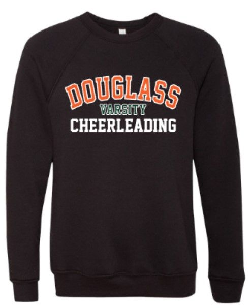 Adult Douglass Varsity Cheerleading Bella + Canvas Sponge Fleece Raglan Crewneck or Hoodie (FDHSC)
