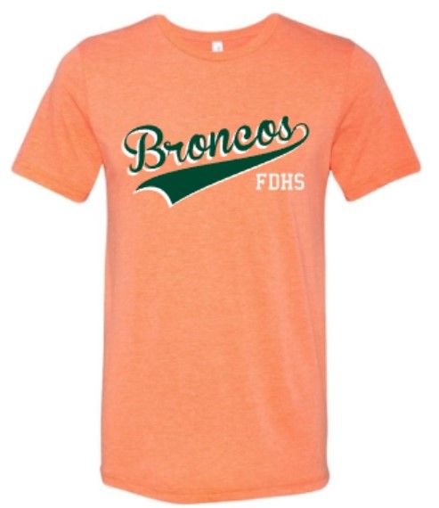 Youth or Adult Broncos Bella + Canvas Orange Triblend Tee (FDHSC)