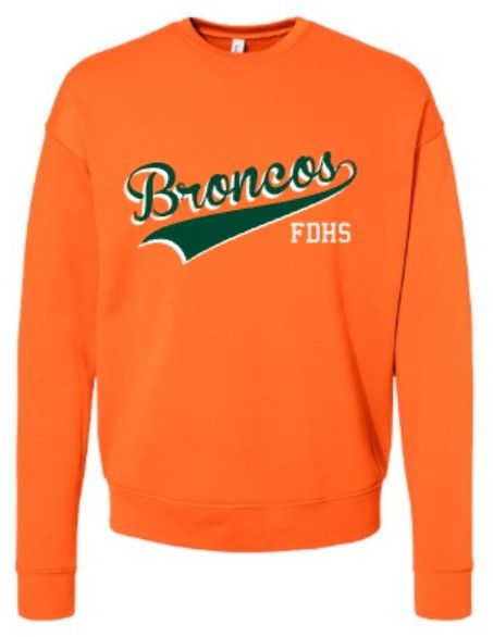 Adult Broncos Bella + Canvas Sponge Fleece Drop Shoulder Crewneck Sweatshirt (FDHSC)