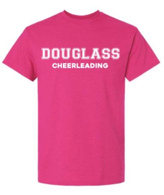 Youth or Adult Douglass Cheerleading Gildan Short Sleeve Pink Tee (FDHSC)