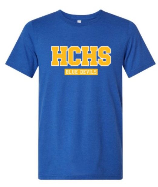 Adult HCHS Blue Devils Short Sleeve Bella + Canvas Triblend Tee (HCDT)