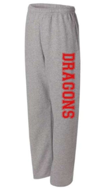 Adult Dragons JERZEES NuBlend Open Bottom Sweatpants with Pockets (DSE)