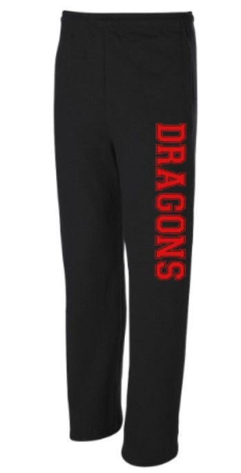 Adult Dragons JERZEES NuBlend Open Bottom Sweatpants with Pockets (DSE)