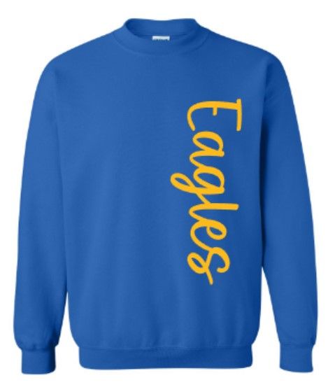 Youth or Adult Vertical Eagles Gildan Heavy Blend Crewneck Sweatshirt (ACE)