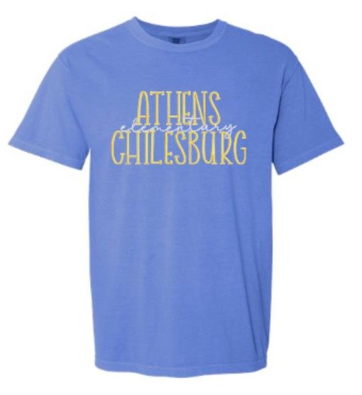 Youth Comfort Colors Short Sleeve Tee with Embroidered Athens-Chilesburg Elementary (ACE)