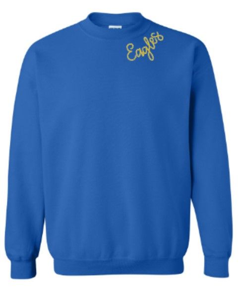 Youth or Adult Eagles Collar Embroidered Crewneck Sweatshirt (ACE)