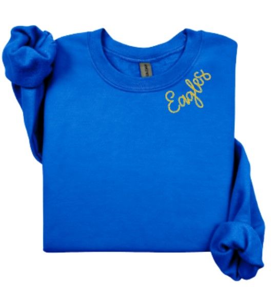 Youth or Adult Eagles Collar Embroidered Crewneck Sweatshirt (ACE)