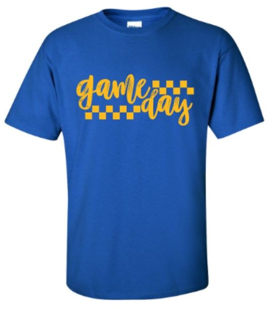 Adult Checkered Game Day Short OR Long Sleeve Gildan Tee (HCGS)